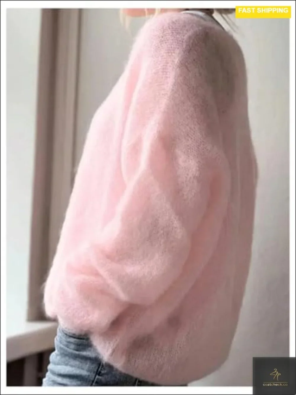 V Neck Long Sleeve Sweater Knit Pullover Jumper Cozy Tops
